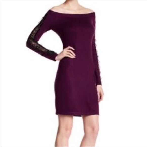 Cynthia Steffe Purple Bodycon Dress with Lace - Picture 1 of 4